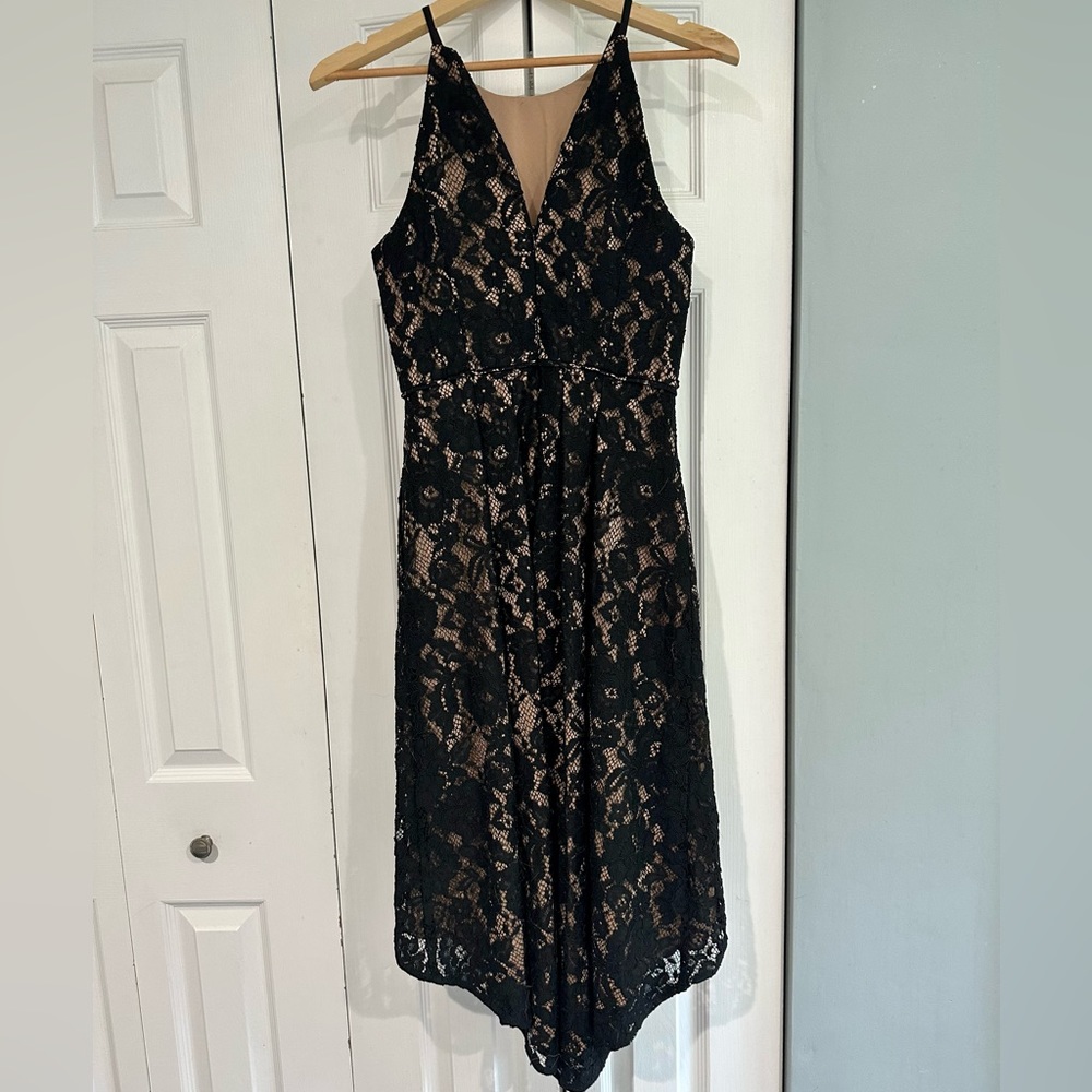 Black Lace Hi-Low Dress